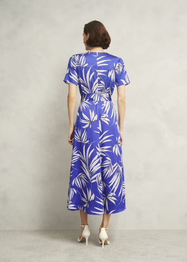 Hobbs Ripsley Tie Waist Midaxi Dress Blue Multi