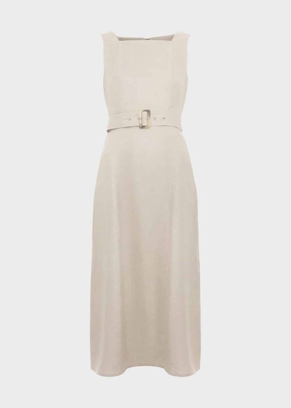 Hobbs Roberta Linen Dress Neutral