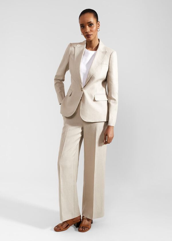 hobbs Roberta Linen Jacket Neutral