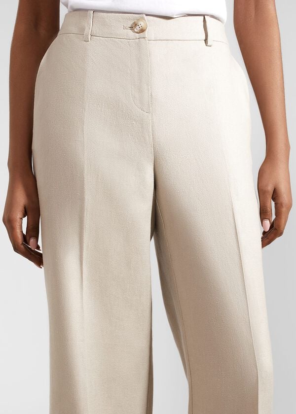 Hobbs Roberta Wide Linen Trousers Neutral