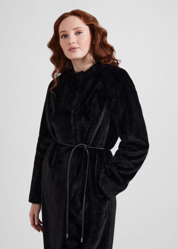 Hobbs Robin Faux Fur Coat Black