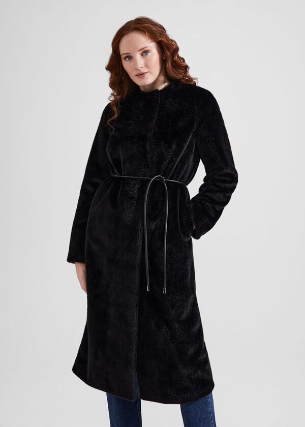 hobbs Robin Faux Fur Coat Black