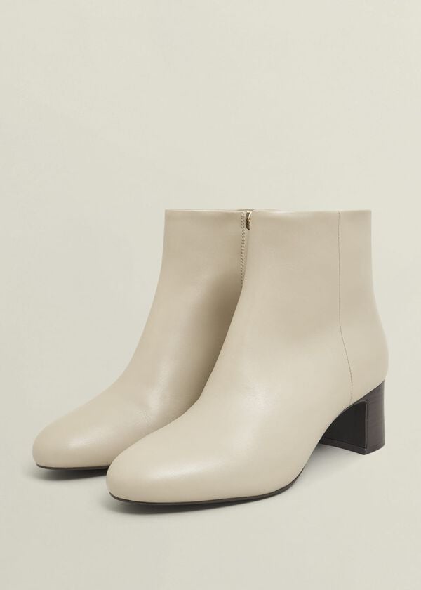 Hobbs Rochelle Leather Ankle Boots Light Beige