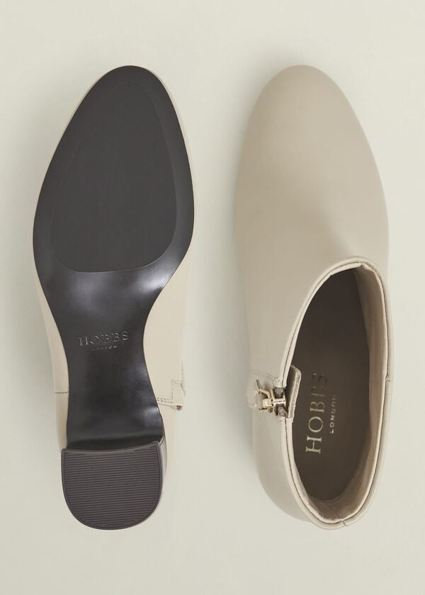 Hobbs Rochelle Leather Ankle Boots Light Beige