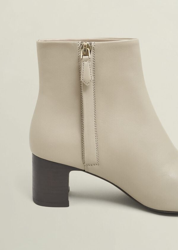 Hobbs Rochelle Leather Ankle Boots Light Beige