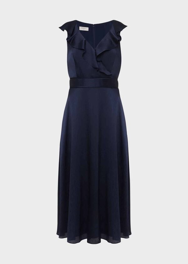 Hobbs Romina Fit And Flare Dress Navy