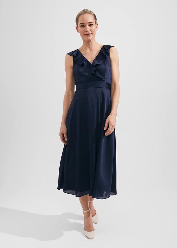 hobbs Romina Fit And Flare Dress Navy