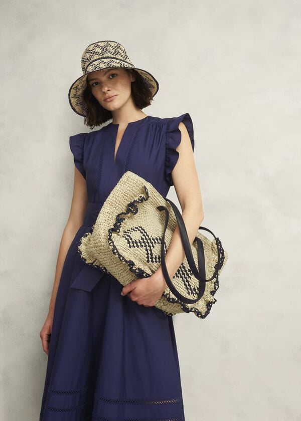 Hobbs Romy Ruffle Bag Natural Black