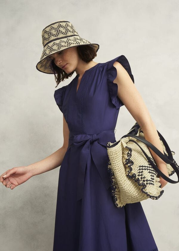 Hobbs Romy Ruffle Bag Natural Black