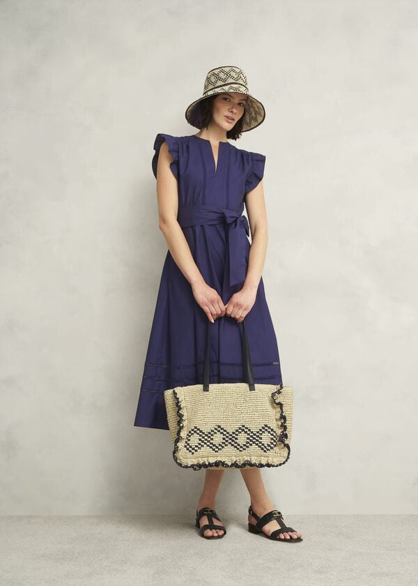 Hobbs Romy Ruffle Bag Natural Black