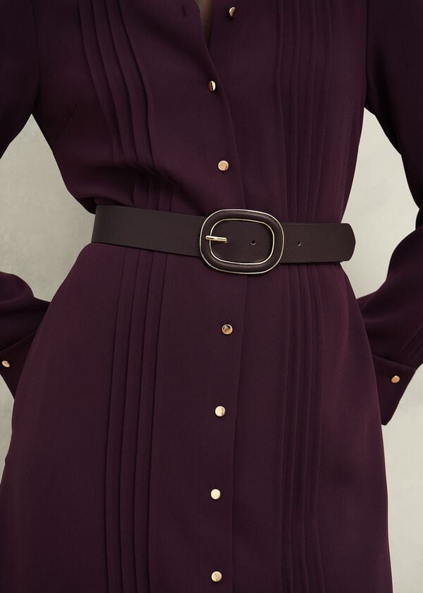 Hobbs Rory Leather Waist Belt Malbec Purple