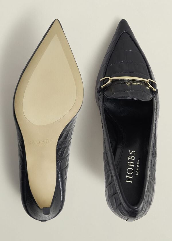 Hobbs Ros Leather Court Shoes Black