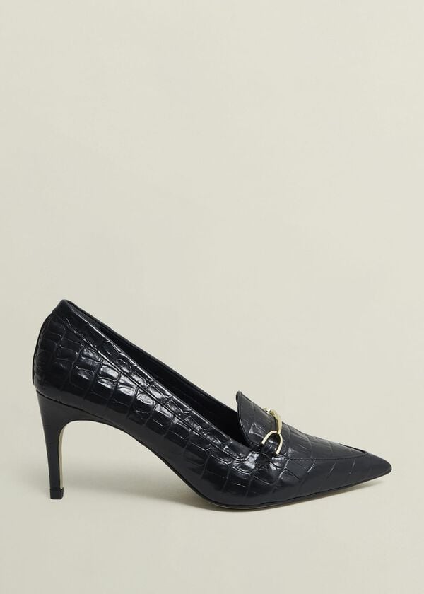 hobbs Ros Leather Court Shoes Black