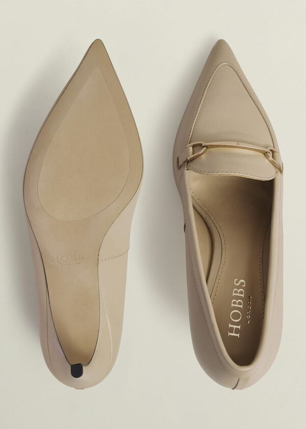Hobbs Ros Leather Court Shoes Light Beige