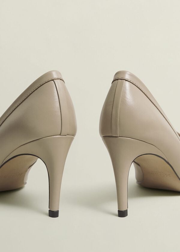 Hobbs Ros Leather Court Shoes Light Beige