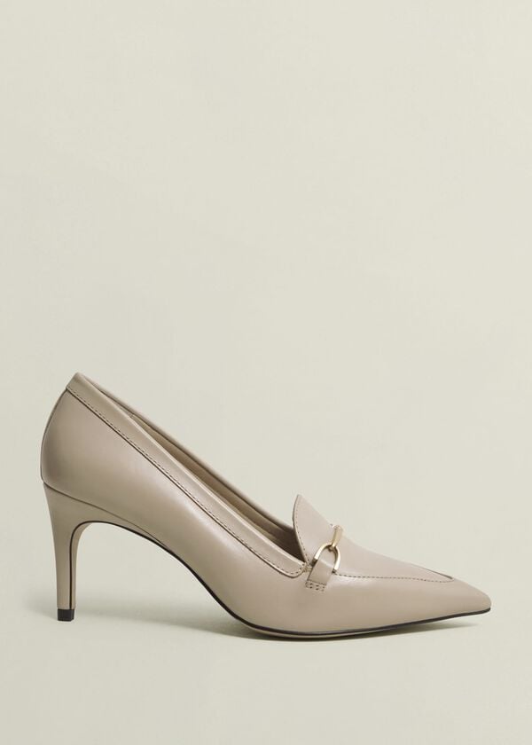 hobbs Ros Leather Court Shoes Light Beige