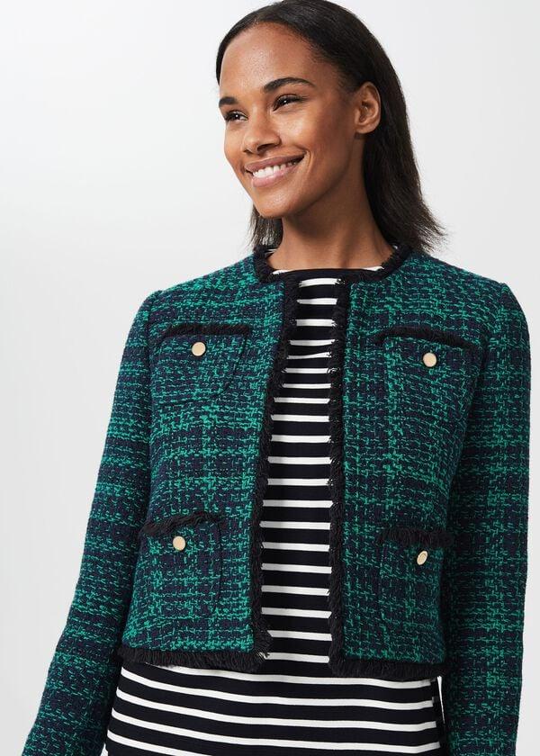 Hobbs Rosa Tweed Jacket Navy Apple Grn