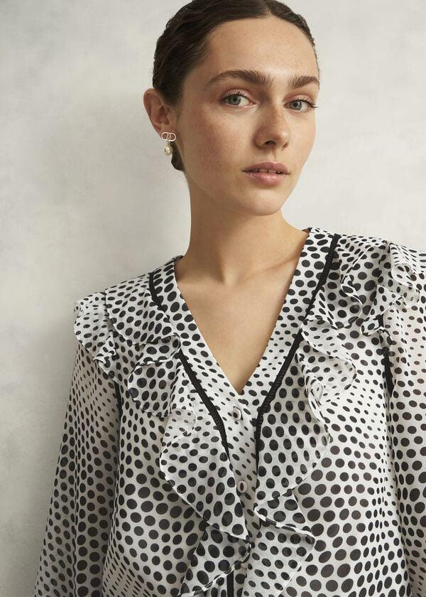 Hobbs Rosana Ruffle Top Cream Black