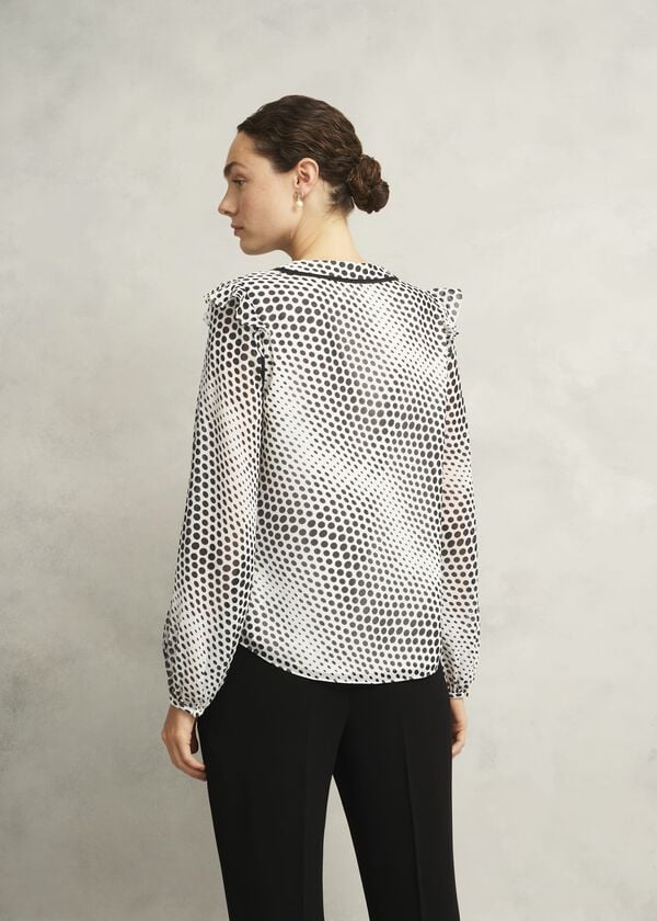 Hobbs Rosana Ruffle Top Cream Black