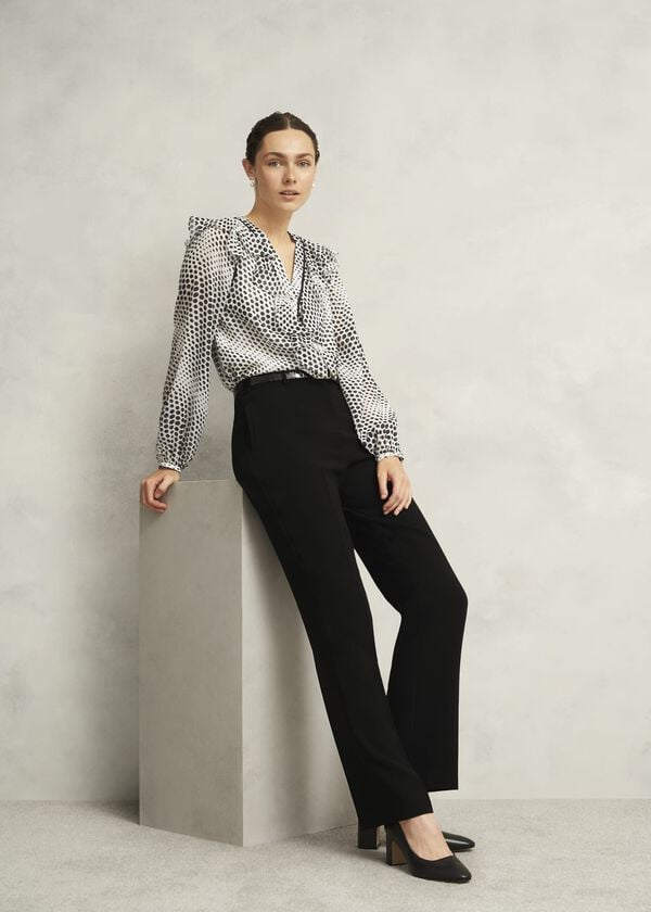 hobbs Rosana Ruffle Top Cream Black