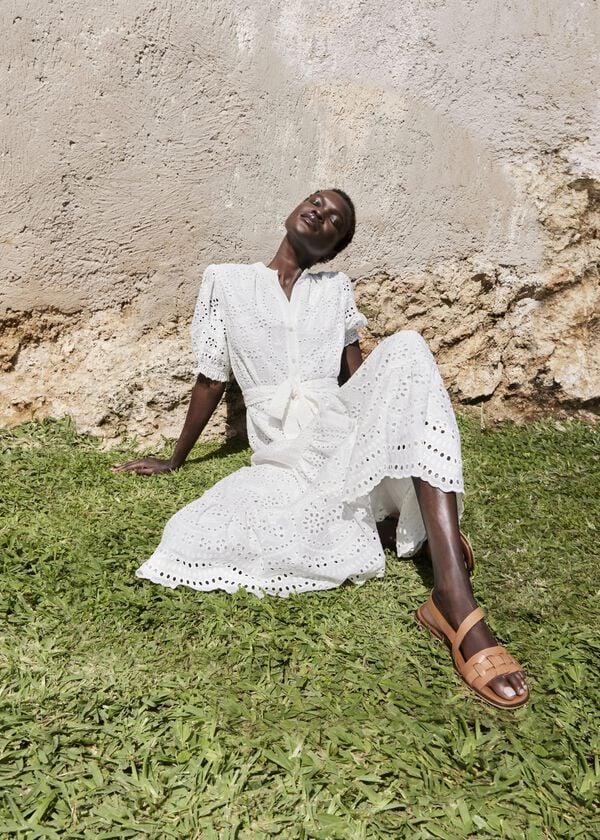 hobbs Rosanna Broderie Dress Hobbs White