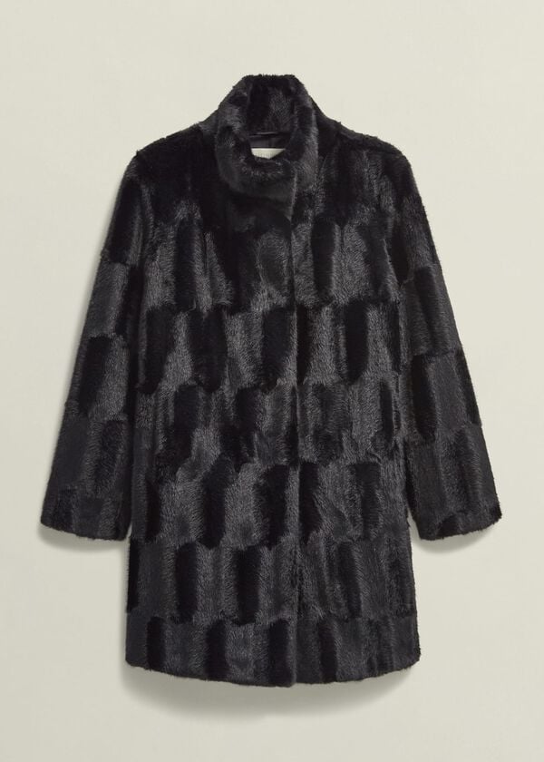 Hobbs Rosanne Faux Fur Coat Black