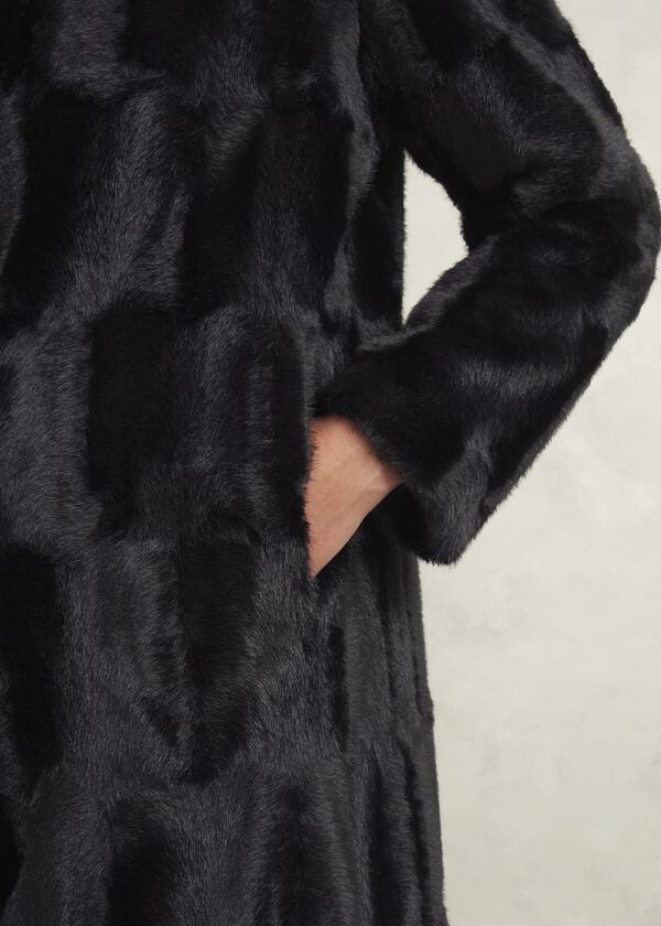 Hobbs Rosanne Faux Fur Coat Black