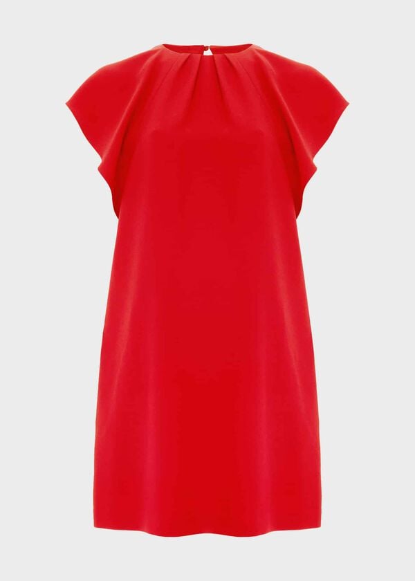 Hobbs Rosario Frill Sleeveless Dress Cherry Red
