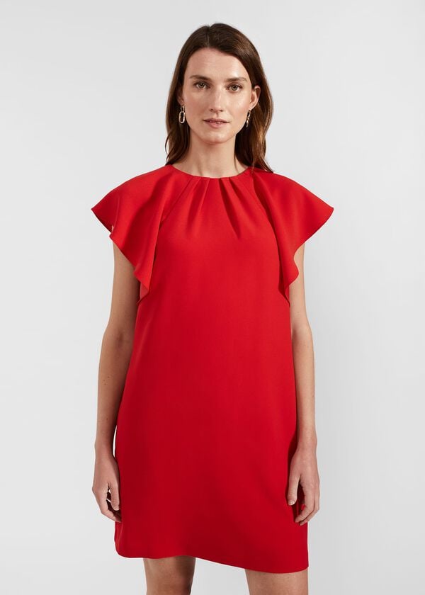 Hobbs Rosario Frill Sleeveless Dress Cherry Red