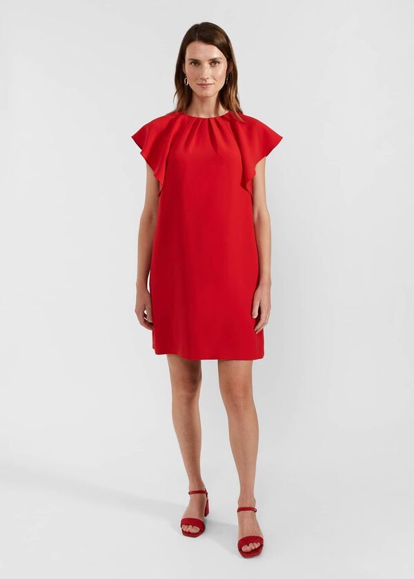 hobbs Rosario Frill Sleeveless Dress Cherry Red