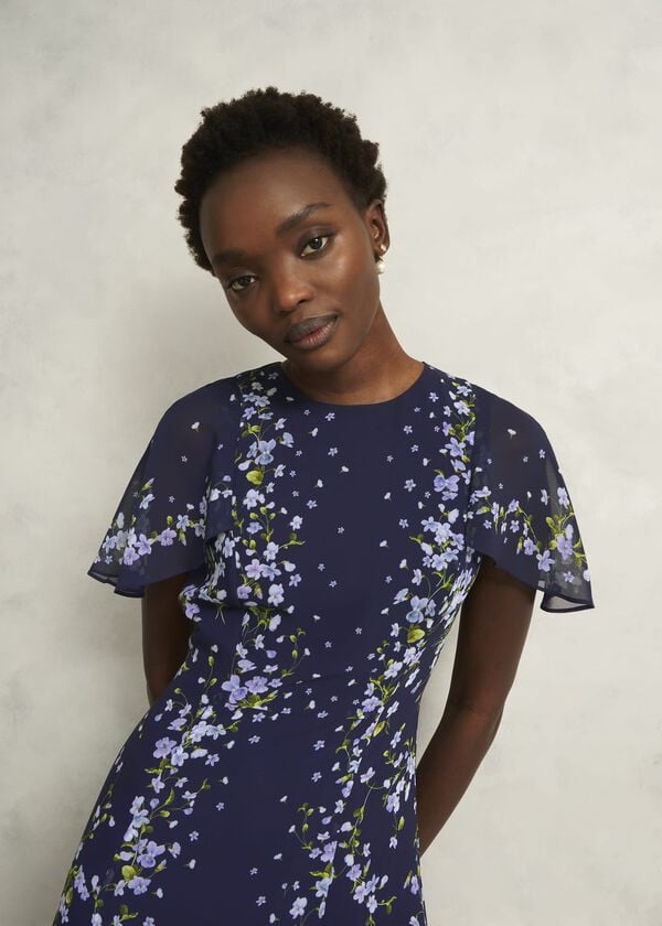 Hobbs Rosella Cape Dress Midnight Multi