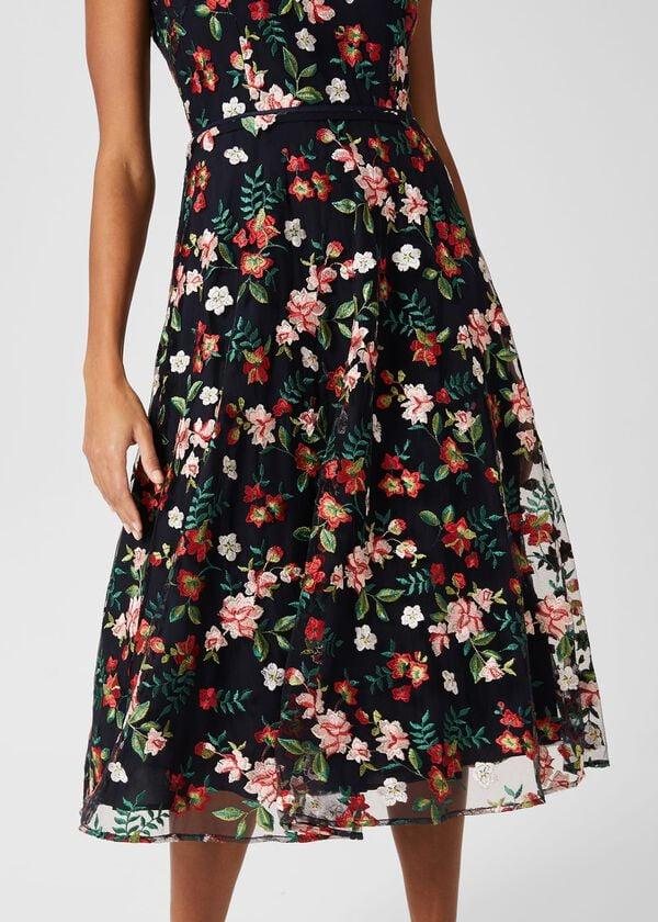 Hobbs Rosella Embroidered Dress Navy Multi