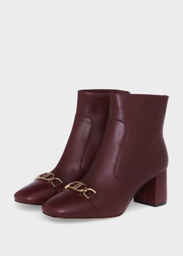 Hobbs Rosella Trim Ankle Boots Mahogany Red