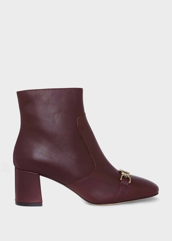 hobbs Rosella Trim Ankle Boots Mahogany Red