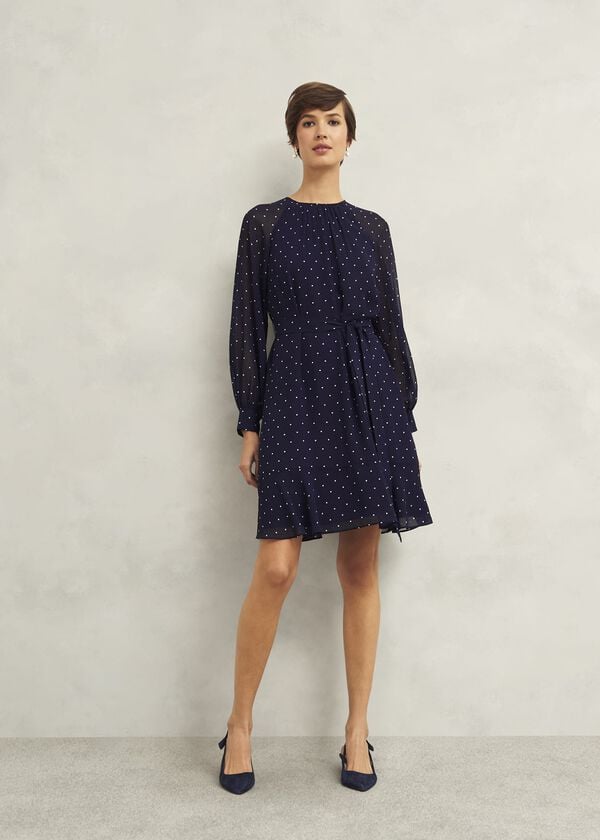 hobbs Rosie Dress Navy Ivory