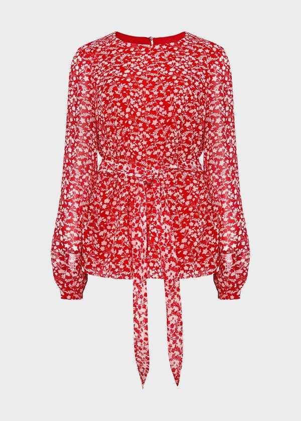Hobbs Rosie Floral Top Rasp Red Ivory