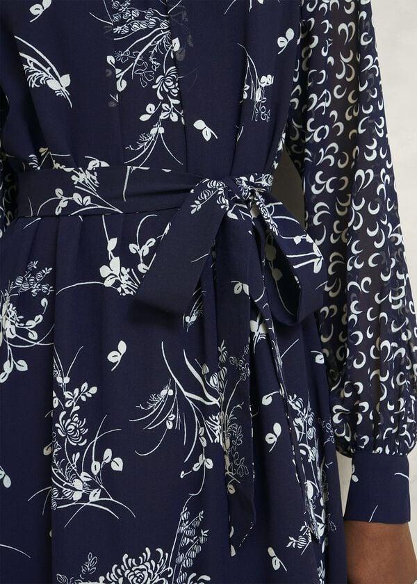 Hobbs Rosie Tie Mini Dress Midnight Multi