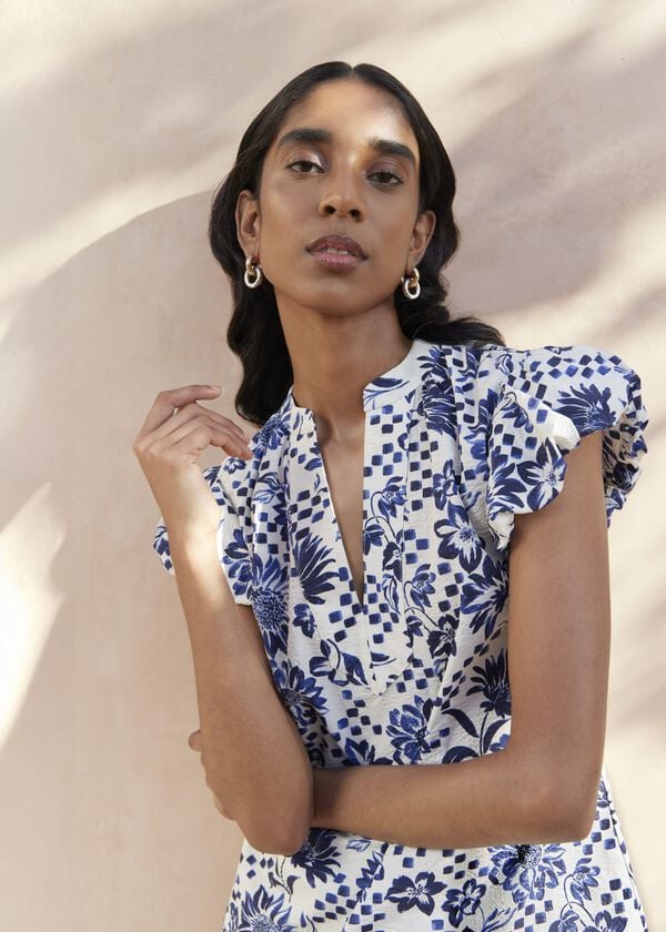 hobbs Rousham Cotton Top Cream Navy