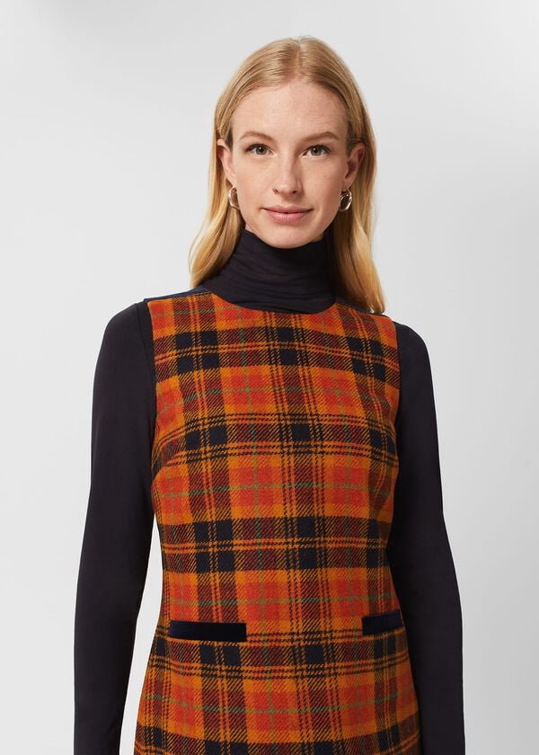 Hobbs Ruthie Wool Dress Orange Navy
