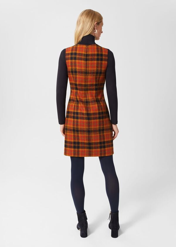 Hobbs Ruthie Wool Dress Orange Navy