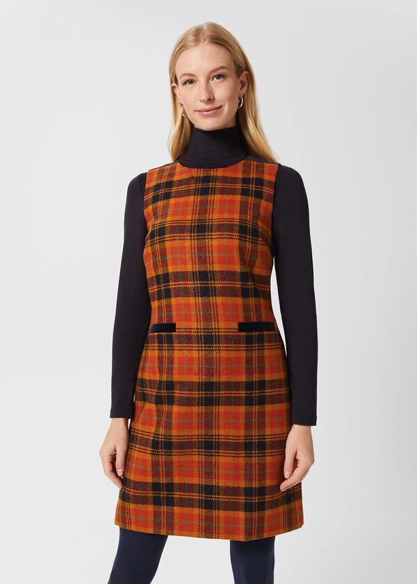hobbs Ruthie Wool Dress Orange Navy