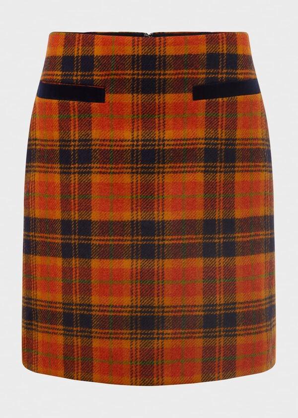 Hobbs Ruthie Wool Skirt Orange Navy