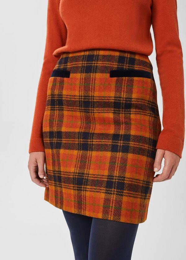 Hobbs Ruthie Wool Skirt Orange Navy