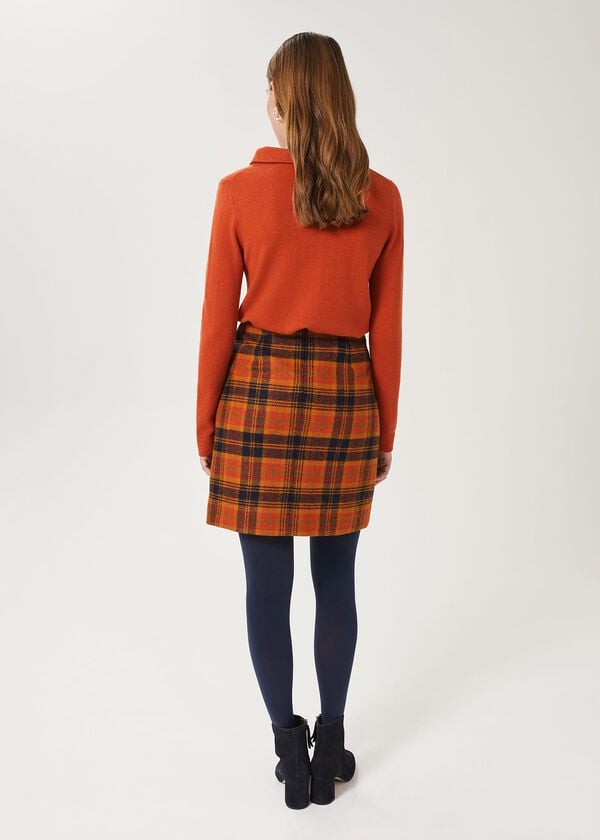 Hobbs Ruthie Wool Skirt Orange Navy