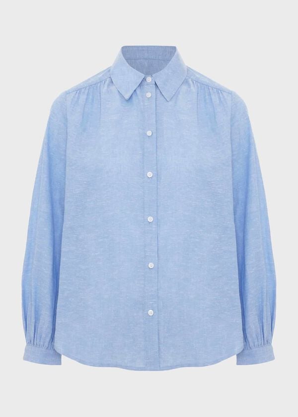 Hobbs Sabrina Shirt With Linen Blue