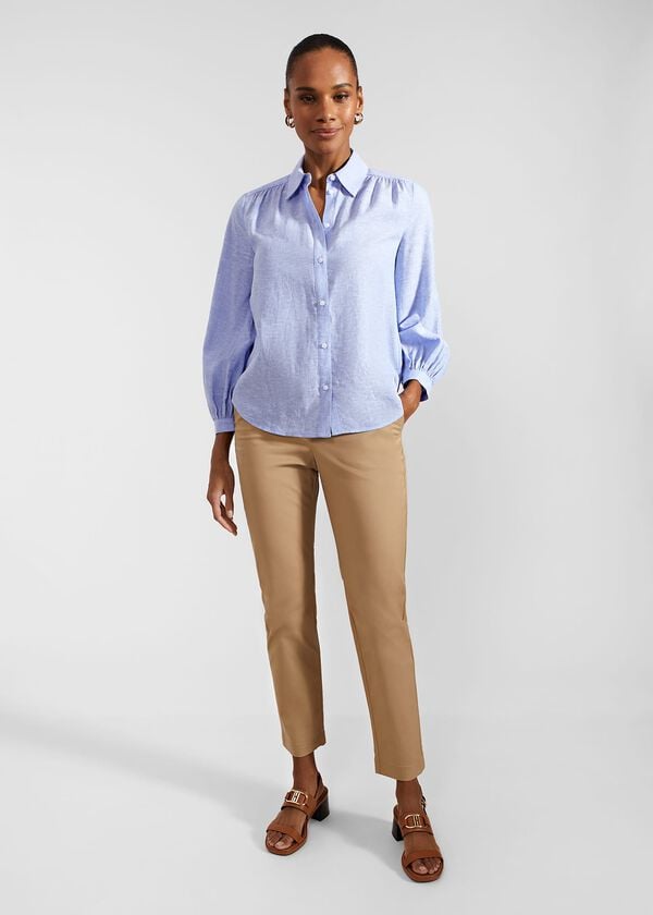 hobbs Sabrina Shirt With Linen Blue