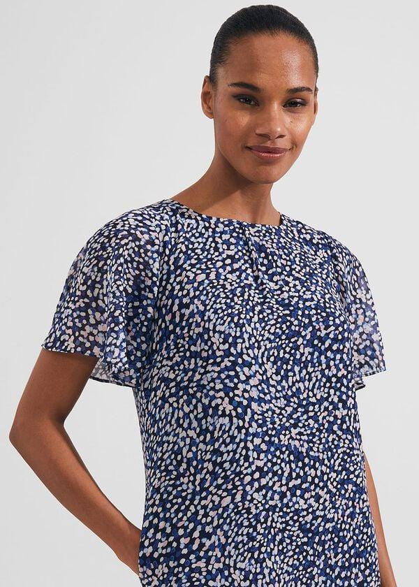 Hobbs Sadie Printed A Line Dress Navy Multi