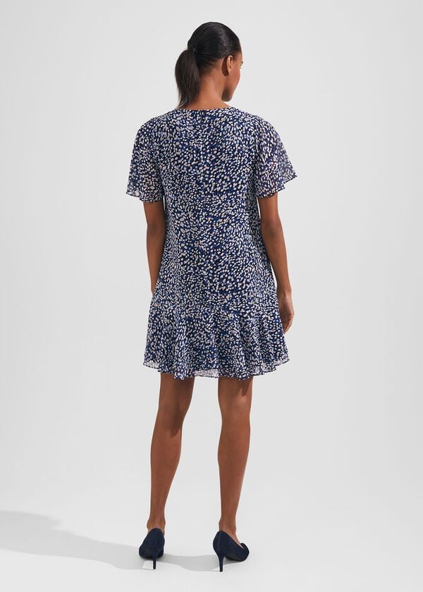 Hobbs Sadie Printed A Line Dress Navy Multi