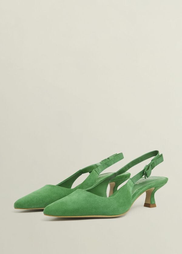 Hobbs Safia Suede Slingbacks Cilantro Green
