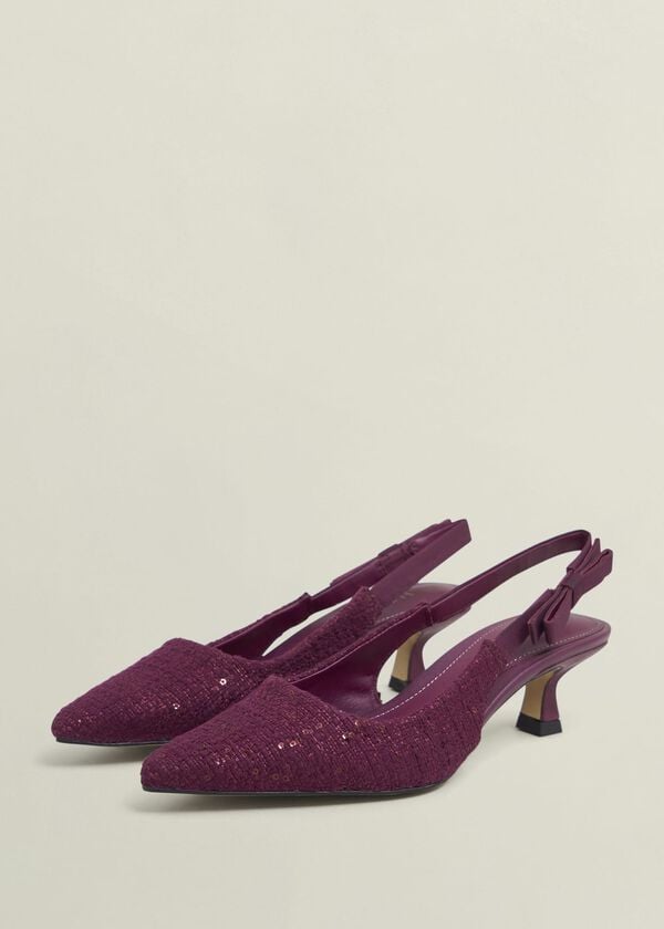 Hobbs Safia Tweed Slingbacks Warm Plum